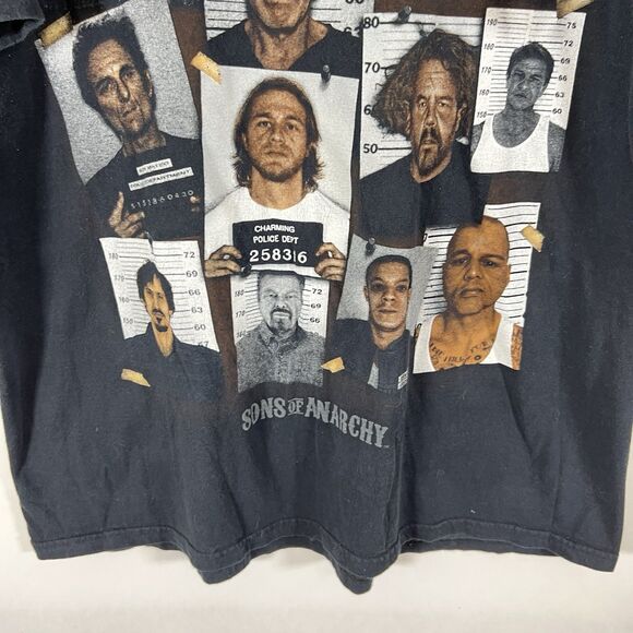 Sons Of Anarchy T Shirt Mens Size Large Black Cast Mugshots Short Sleeve Rare - Picture 3 of 10